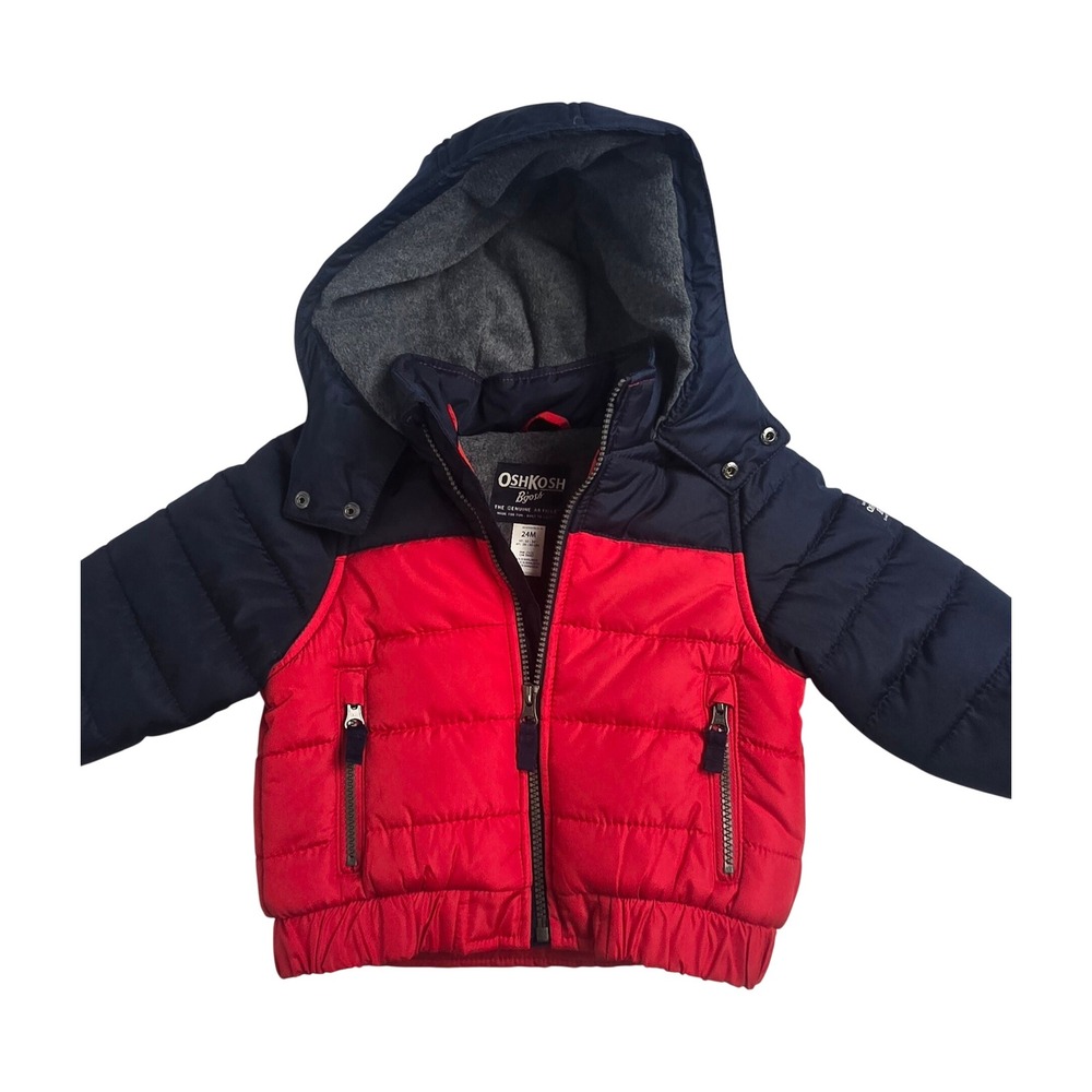 OshKosh 24M Puffer Jacket Toddler Red Navy Excellent